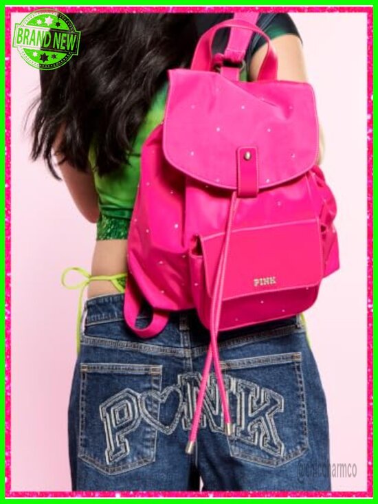 Nylon Fashion Backpack with Drawstring Closure, Adjustable Straps, Flap Pocket